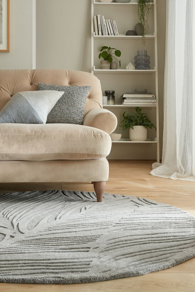 Rond Modern Wollen vloerkleed - Lino Leaf Grijs Rond Modern Wollen vloerkleed - Lino Leaf Grijs