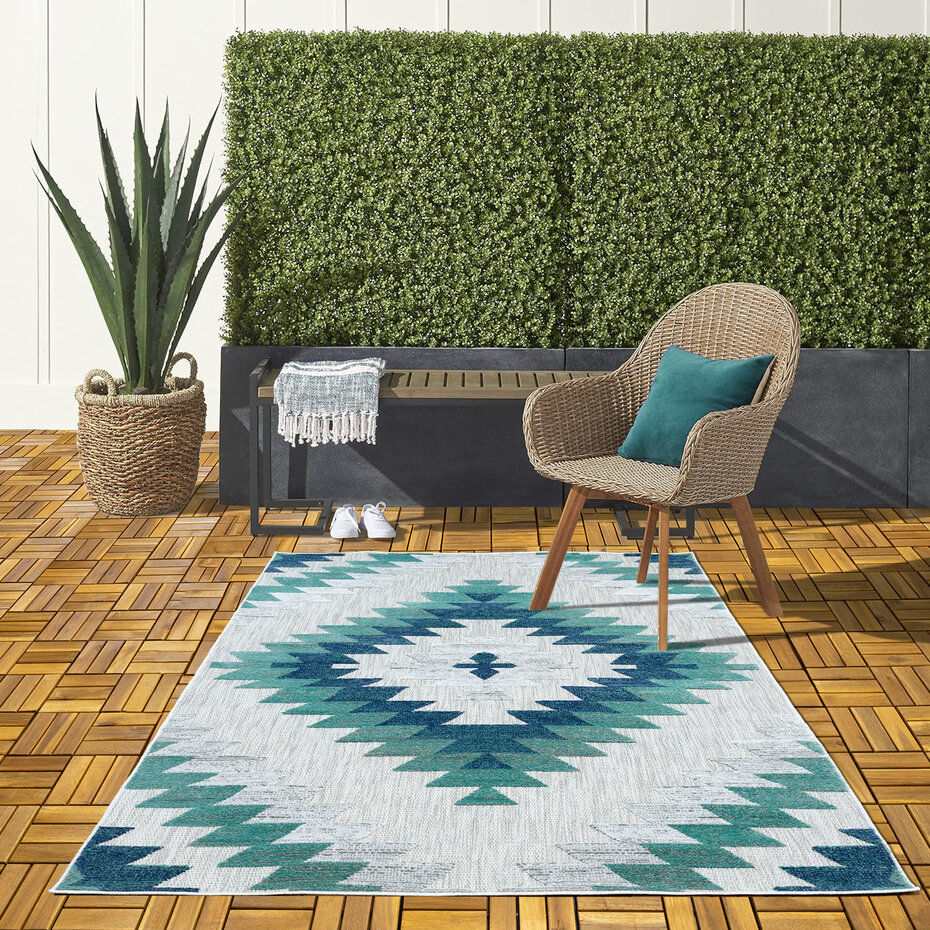 Lilah Indoor & Outdoor Blauw vloerkleed - Boho Lilah Indoor & Outdoor Blauw vloerkleed - Boho