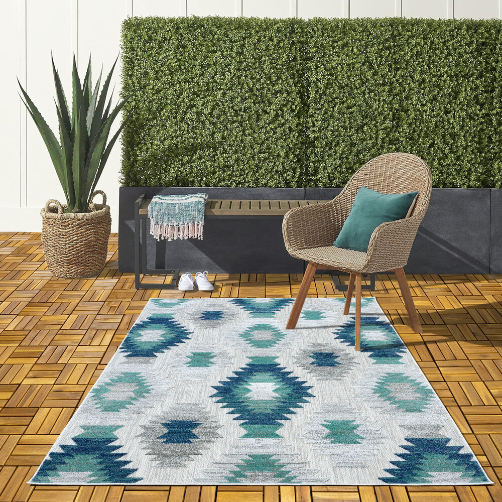 Lilah Indoor & Outdoor Blauw vloerkleed - Boho Lilah Indoor & Outdoor Blauw vloerkleed - Boho