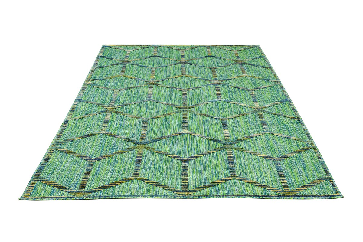 Lilah Indoor & Outdoor Groen vloerkleed - 3D Blok