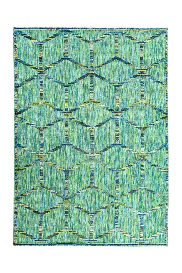 Lilah Indoor & Outdoor Groen vloerkleed - 3D Blok