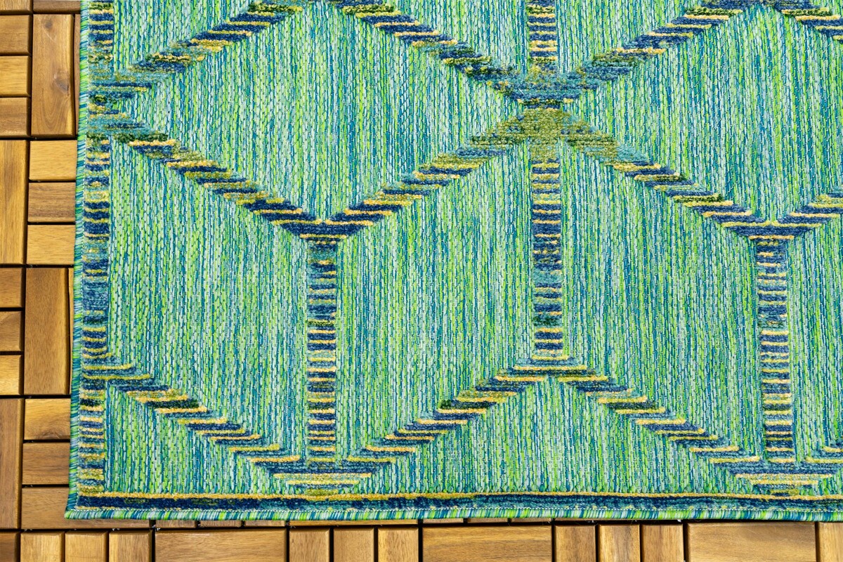 Lilah Indoor & Outdoor Groen vloerkleed - 3D Blok