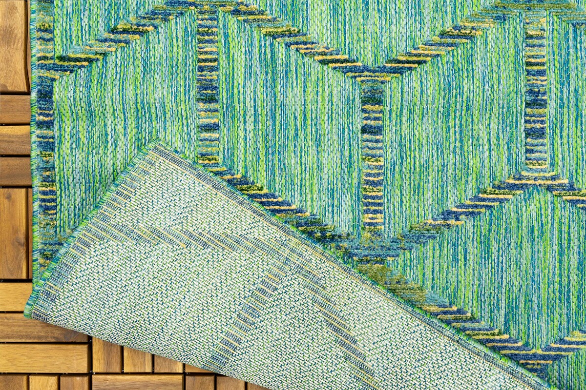 Lilah Indoor & Outdoor Groen vloerkleed - 3D Blok