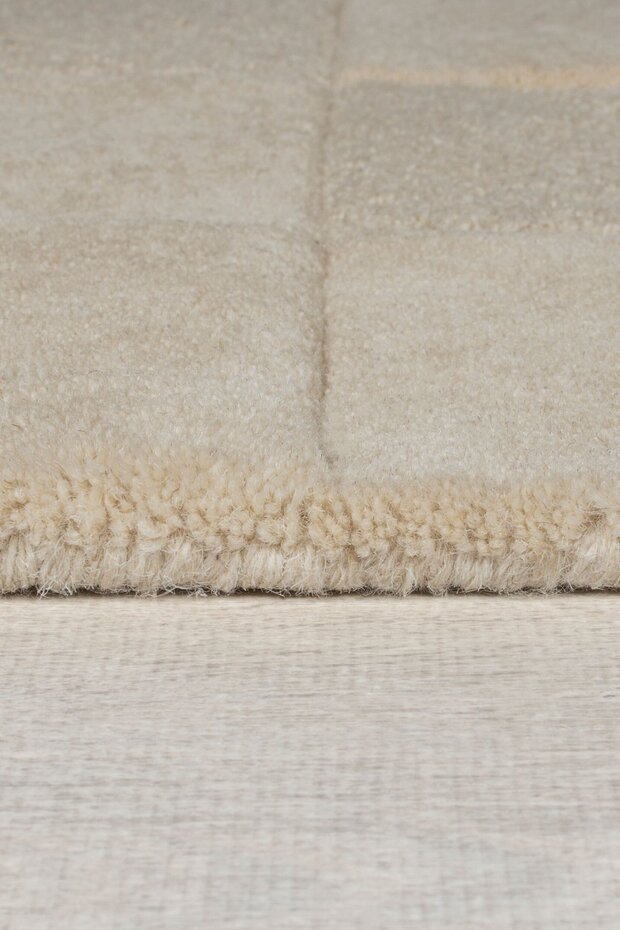 Checkerboard vloerkleed - Laagpolig - 100% Wol Modern - Naturel / Beige Checkerboard vloerkleed - Laagpolig - 100% Wol Modern - Naturel / Beige