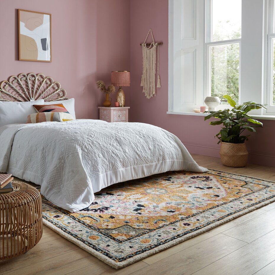 Dahlia Vintage Laagpolig - 100% Wol - Geel / Multi