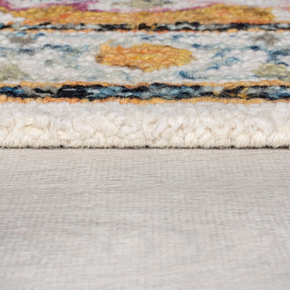 Dahlia Vintage Laagpolig - 100% Wol - Geel / Multi
