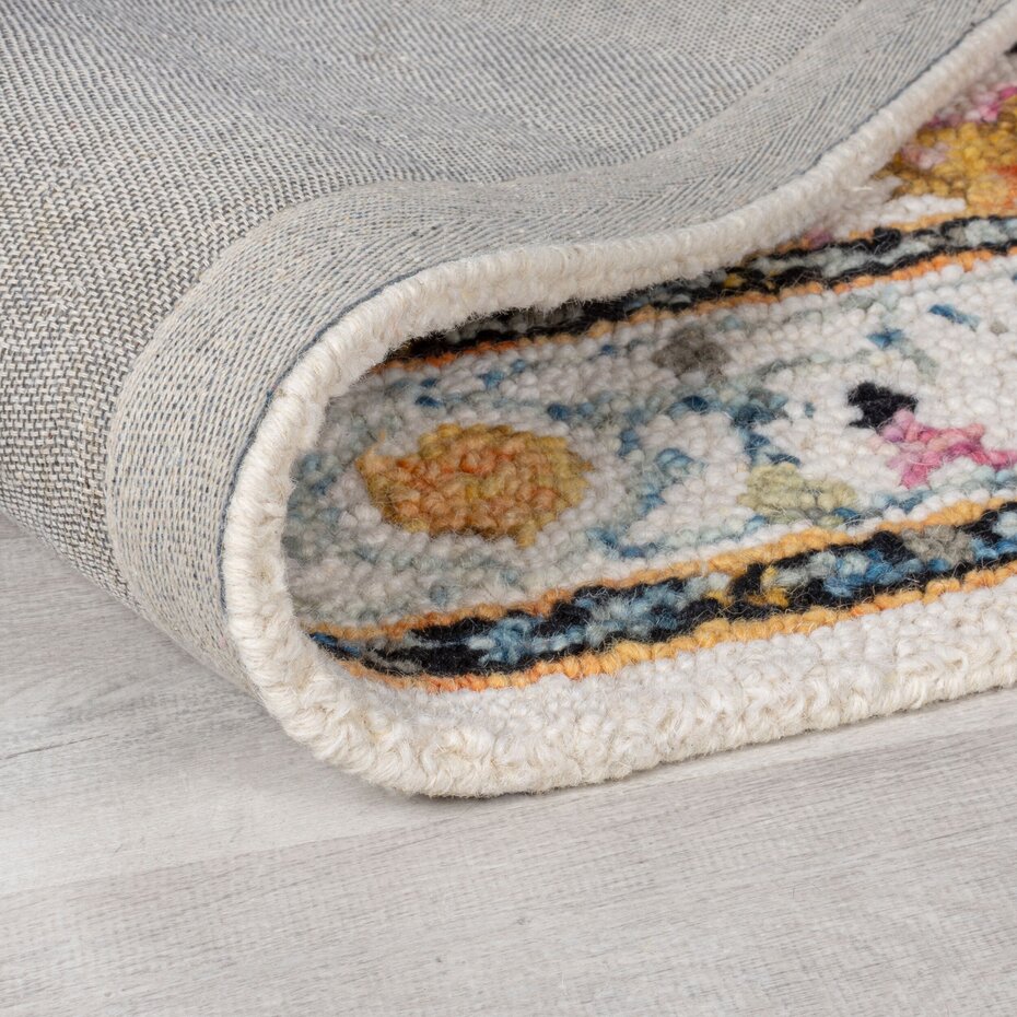 Dahlia Vintage Laagpolig - 100% Wol - Geel / Multi