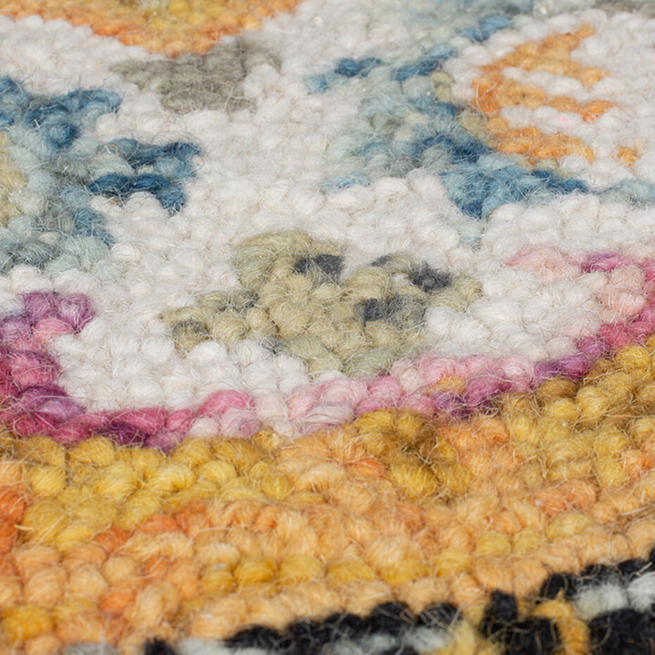 Dahlia Vintage Laagpolig - 100% Wol - Geel / Multi