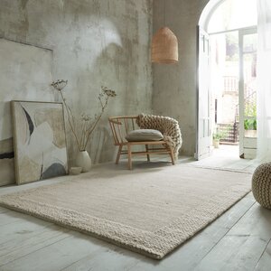 flycarpets RUE VLOERKLEED LAAGPOLIG - WOL - KADER MODERN - NATUREL / CREME