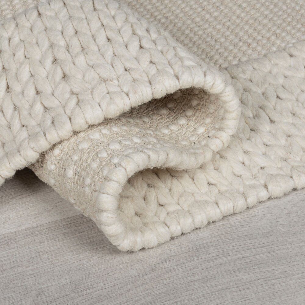 flycarpets RUE VLOERKLEED LAAGPOLIG - WOL - KADER MODERN - NATUREL / CREME