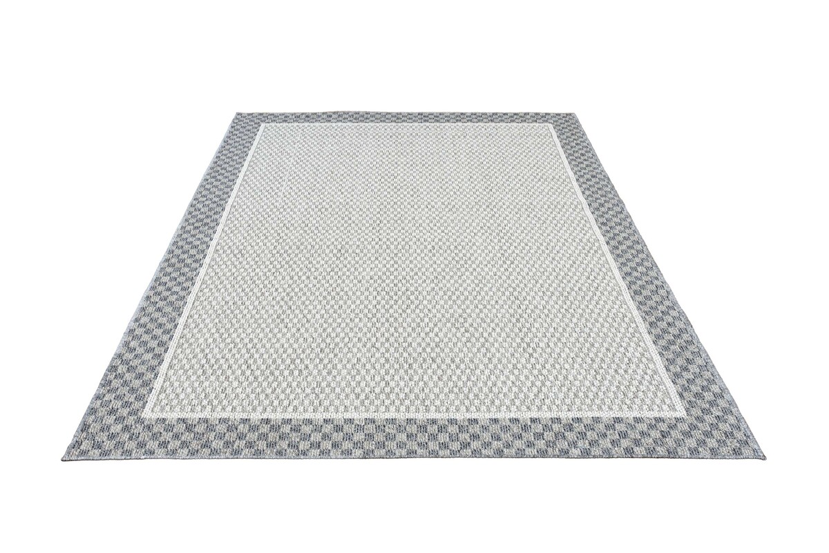Belize Indoor & Outdoor Grijs / Crème vloerkleed - Kader Motief