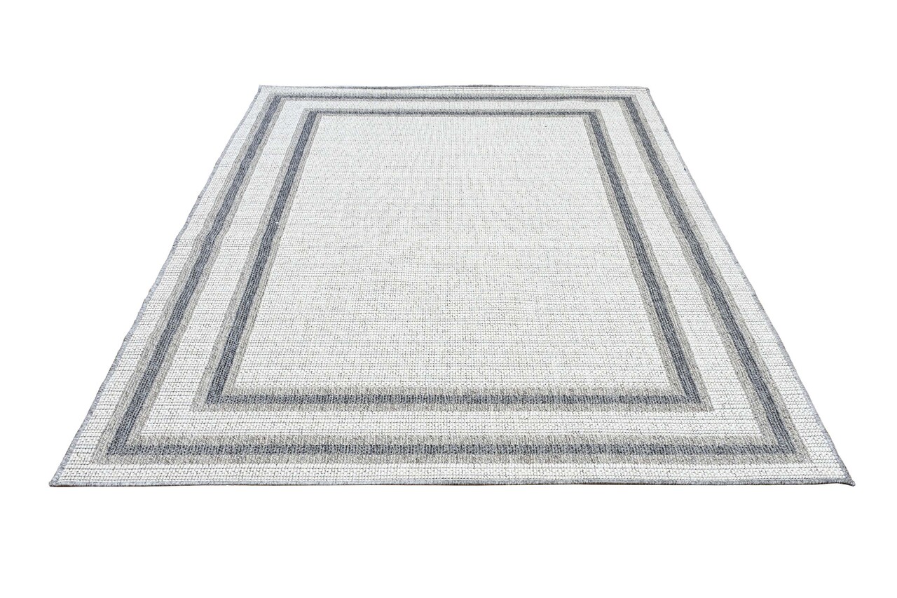 Belize Indoor & Outdoor Crème / Grijs vloerkleed - Kader Belize Indoor & Outdoor Crème / Grijs vloerkleed - Kader