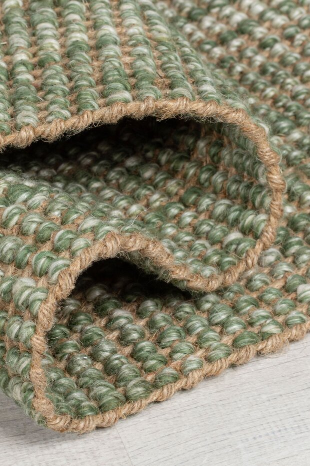 Jute Ombre vloerkleed - Laagpolig - Wol Mix - Handgeweven Modern - Groen Jute Ombre vloerkleed - Laagpolig - Wol Mix - Handgeweven Modern - Groen