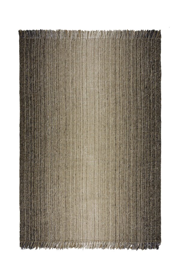 Jute Ombre vloerkleed - Laagpolig - Wol Mix - Handgeweven Modern - Grijs