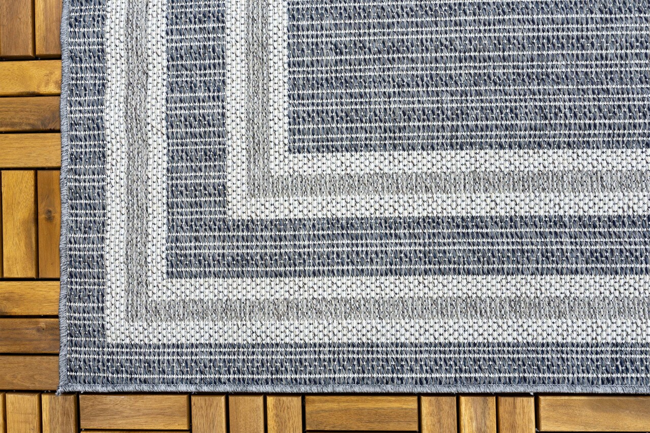Belize Indoor & Outdoor Grijs vloerkleed - Kader Belize Indoor & Outdoor Grijs vloerkleed - Kader