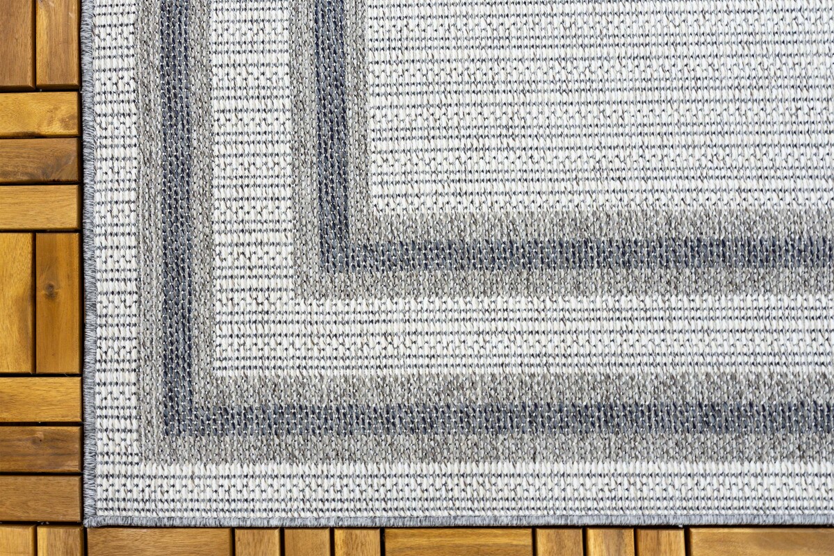 Belize Indoor & Outdoor Crème / Grijs vloerkleed - Kader Belize Indoor & Outdoor Crème / Grijs vloerkleed - Kader