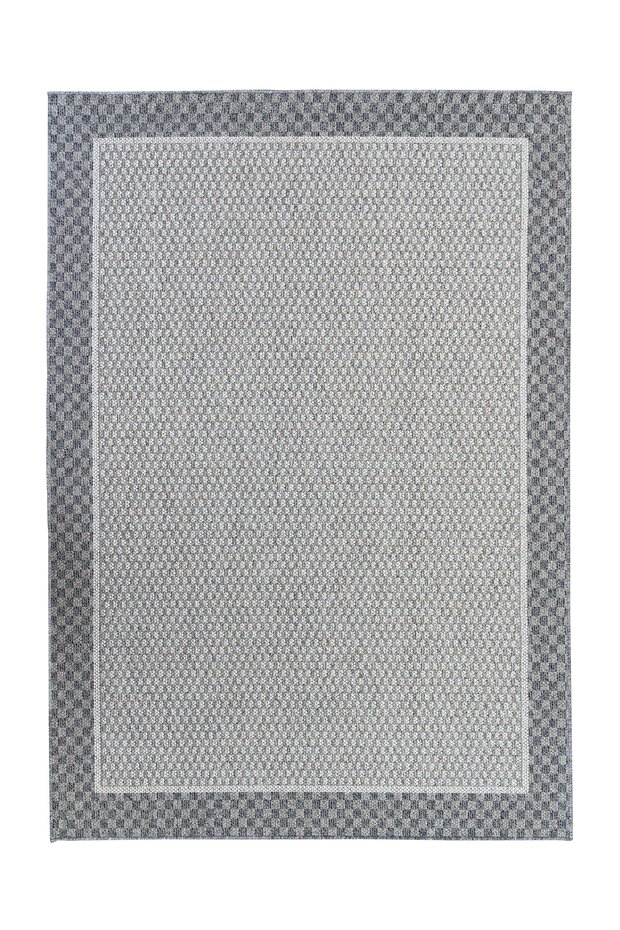 Belize Indoor & Outdoor Grijs / Crème vloerkleed - Kader Motief
