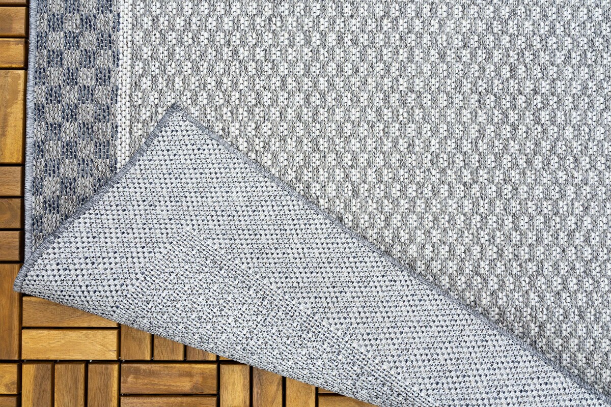 Belize Indoor & Outdoor Grijs / Crème vloerkleed - Kader Motief