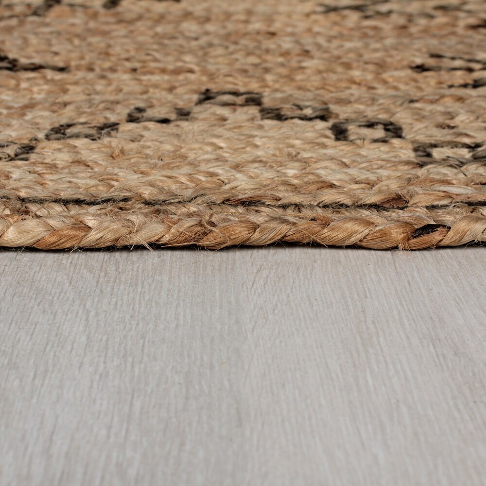 flycarpets ROWEN PATTERNED VLOERKLEED LAAGPOLIG - JUTE MODERN - NATUREL / BEIGE / ZWART