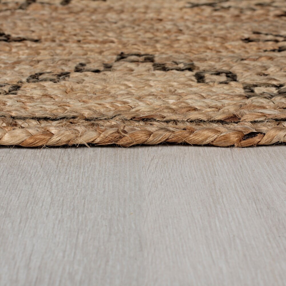 Rowen Patterned vloerkleed - Laagpolig - Jute Modern - Naturel / Beige / Zwart