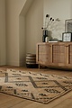 Rowen Patterned vloerkleed - Laagpolig - Jute Modern - Naturel / Beige / Zwart
