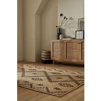 flycarpets ROWEN PATTERNED VLOERKLEED LAAGPOLIG - JUTE MODERN - NATUREL / BEIGE / ZWART