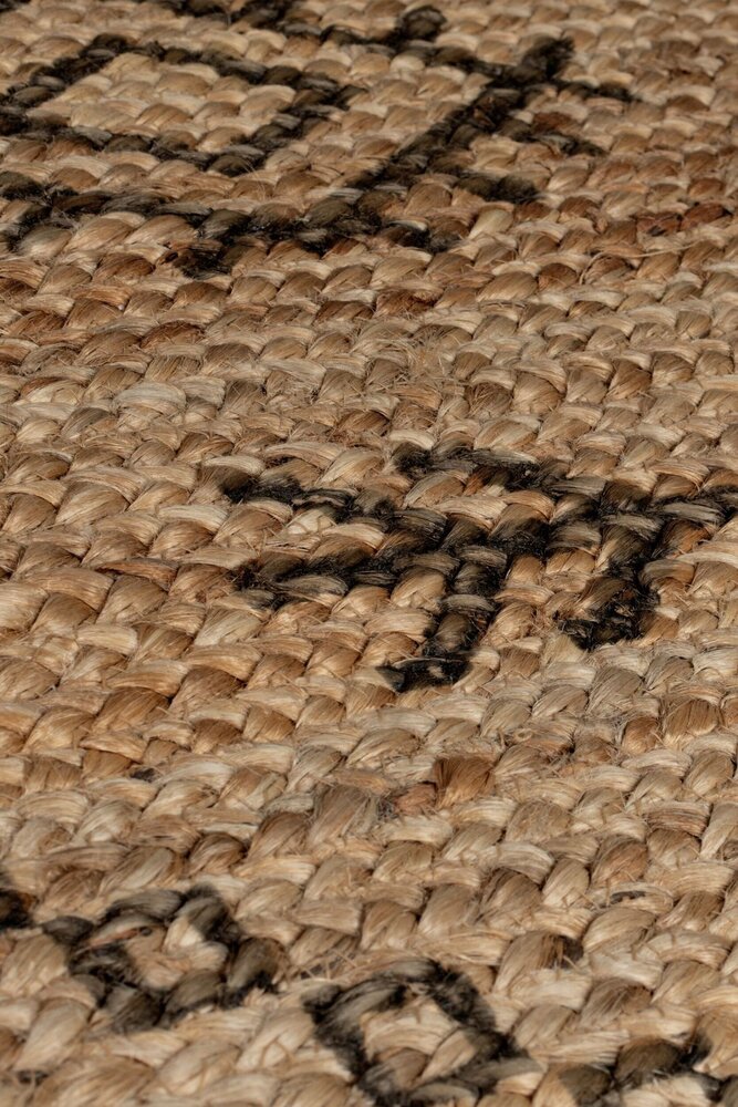 Rowen Patterned vloerkleed - Laagpolig - Jute Modern - Naturel / Beige / Zwart