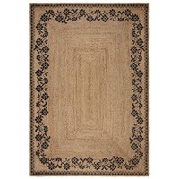 flycarpets MAISIE VLOERKLEED LAAGPOLIG - JUTE - KADER MODERN - NATUREL / BEIGE / ZWART