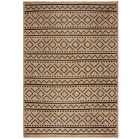 flycarpets LUIS VLOERKLEED LAAGPOLIG - JUTE - MODERN - NATUREL / BEIGE / ZWART