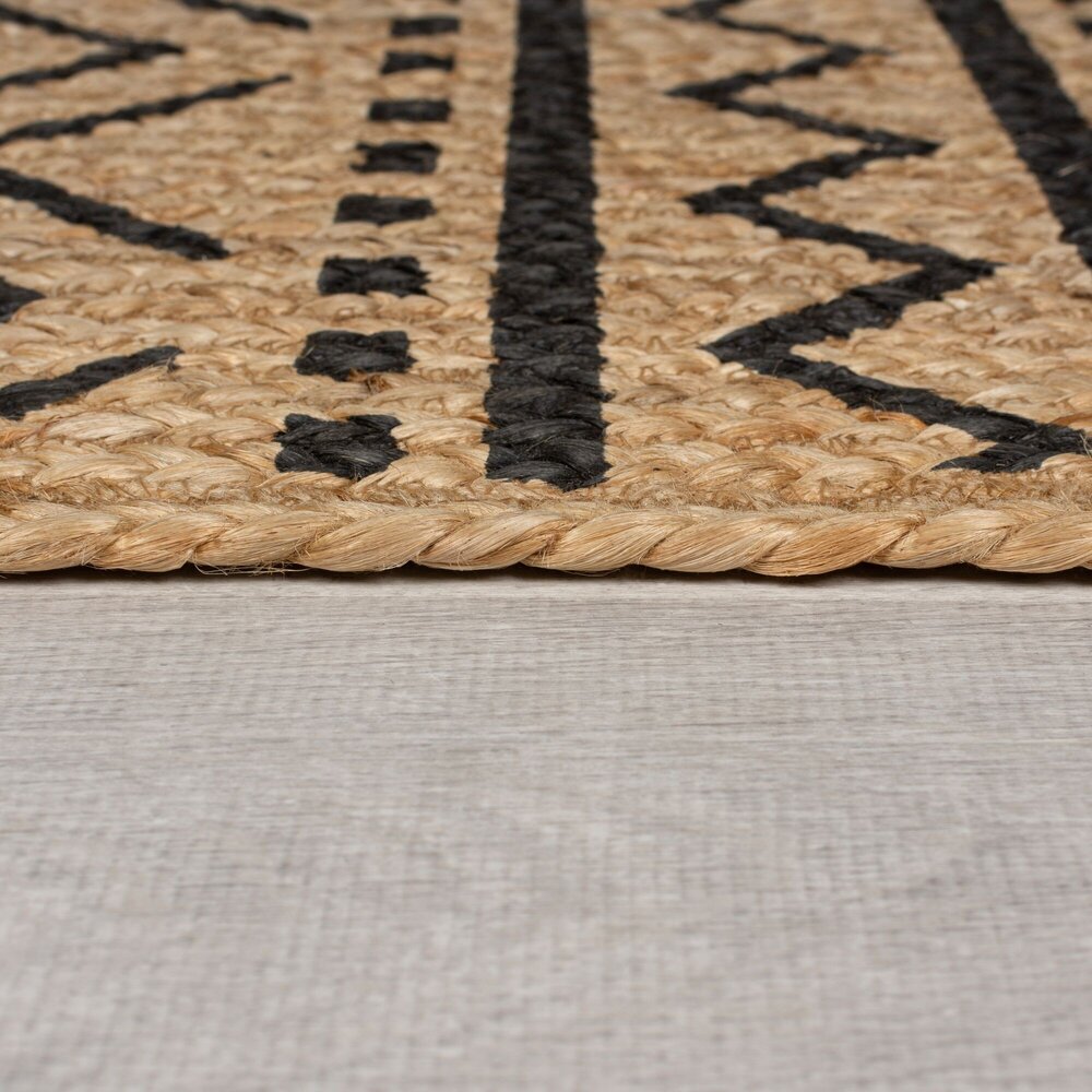 flycarpets LUIS VLOERKLEED LAAGPOLIG - JUTE - MODERN - NATUREL / BEIGE / ZWART