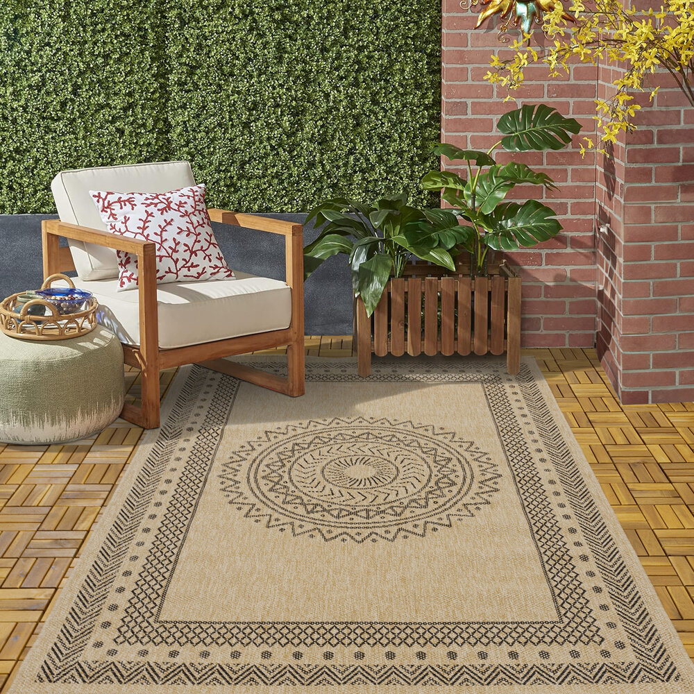 Lucia Naturel Sisal Beige / Zwart vloerkleed - Buitenkleed Voor Binnen & Buiten Lucia Naturel Sisal Beige / Zwart vloerkleed - Buitenkleed Voor Binnen & Buiten