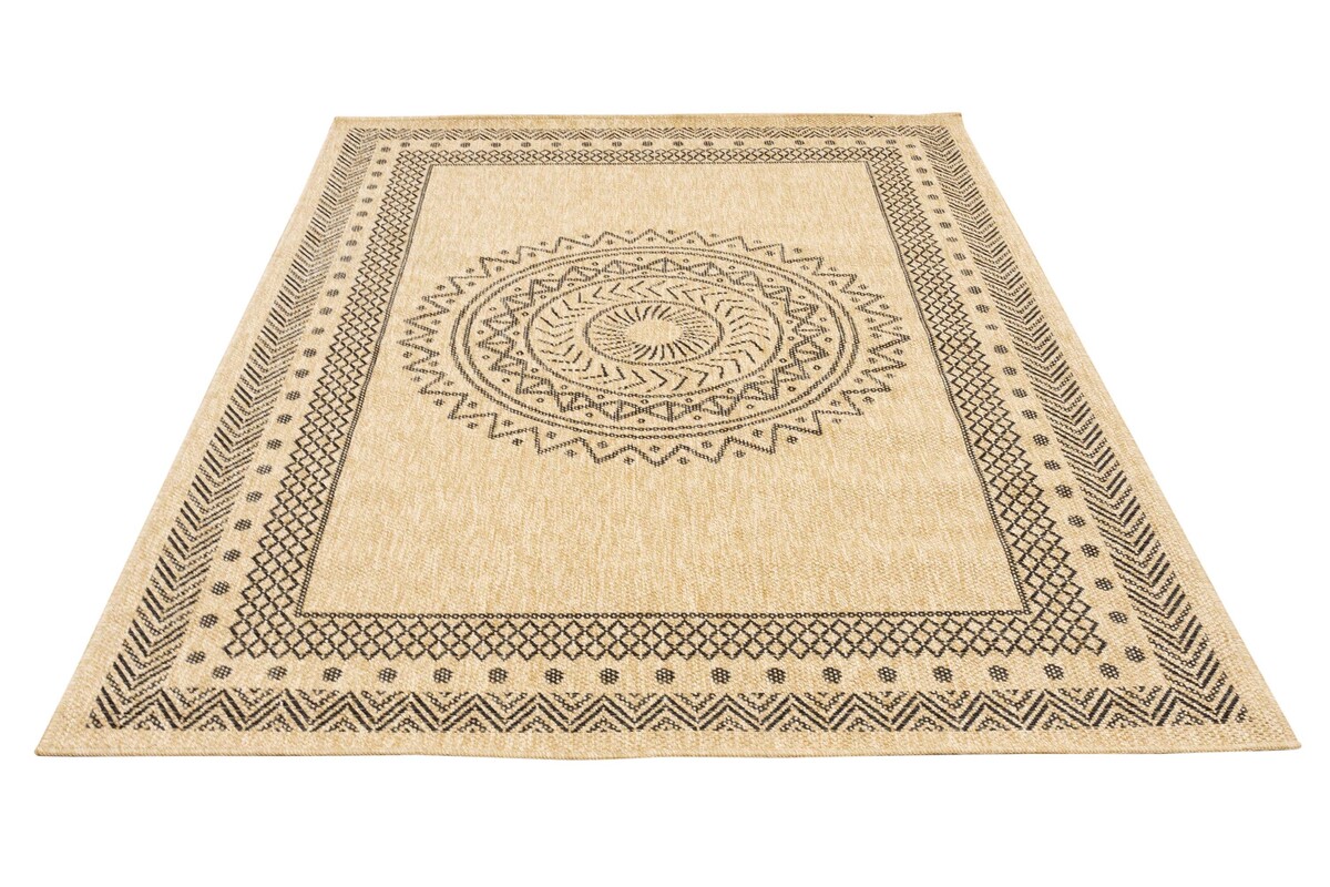 Lucia Naturel Sisal Beige / Zwart vloerkleed - Buitenkleed Voor Binnen & Buiten