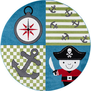 KIDS KINDERKAMER PIRATENDESIGN MULTI VLOERKLEED ROND