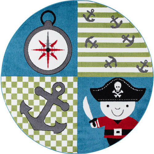 KIDS KINDERKAMER PIRATENDESIGN MULTI VLOERKLEED ROND