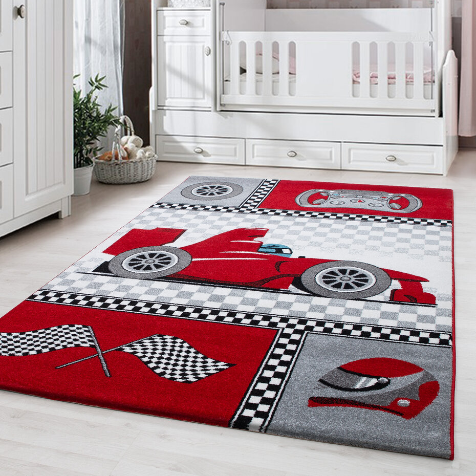 Kids Kinderkamer Raceauto Rood vloerkleed -