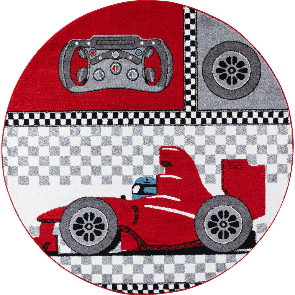 KIDS KINDERKAMER RACEAUTO ROOD VLOERKLEED  ROND