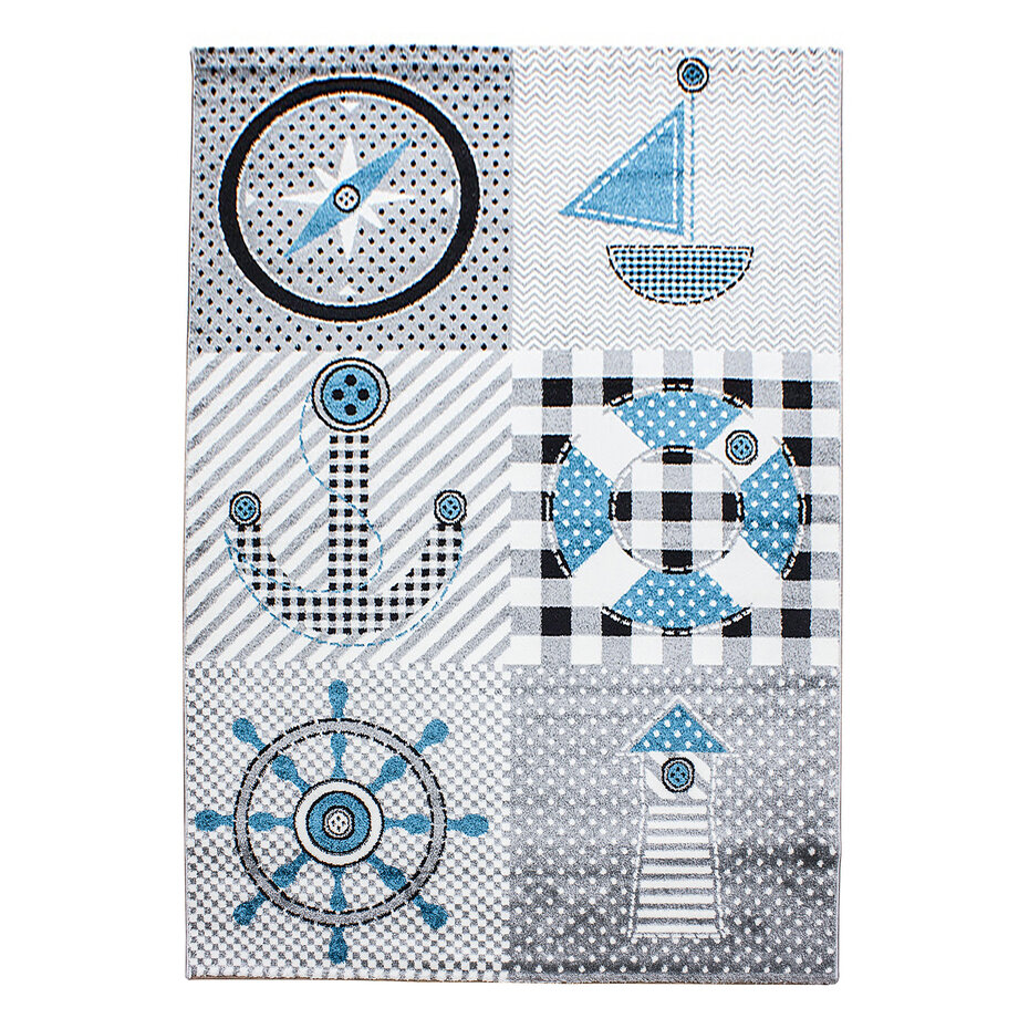 Kids Kinderkamer Piratendesign Grijs vloerkleed -