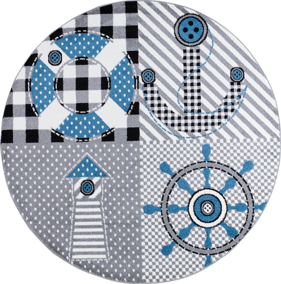 Kids Kinderkamer Piratendesign Grijs vloerkleed - Rond Kids Kinderkamer Piratendesign Grijs vloerkleed - Rond