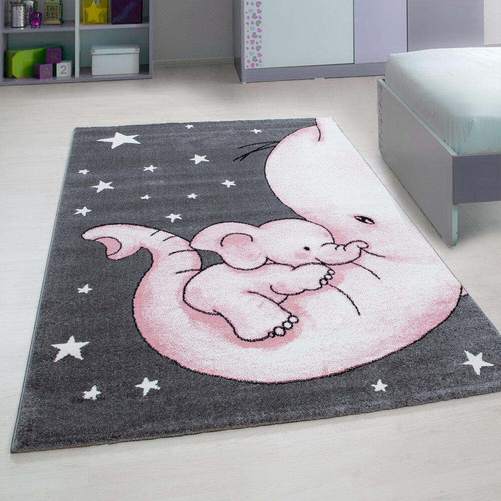 KIDS KINDERKAMER OLIFANT ROZE VLOERKLEED