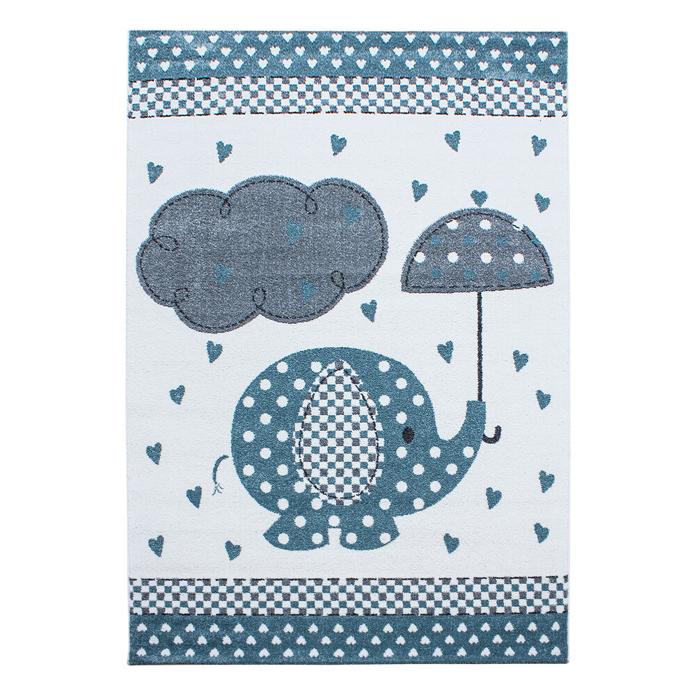 Kids Kinderkamer Olifant Blauw vloerkleed - Kids Kinderkamer Olifant Blauw vloerkleed -