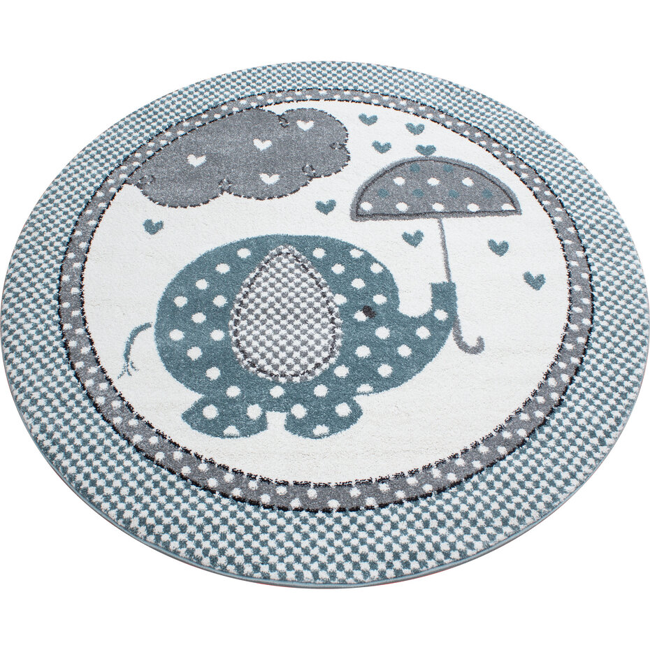 Kids Kinderkamer Olifant Blauw vloerkleed - Rond Kids Kinderkamer Olifant Blauw vloerkleed - Rond