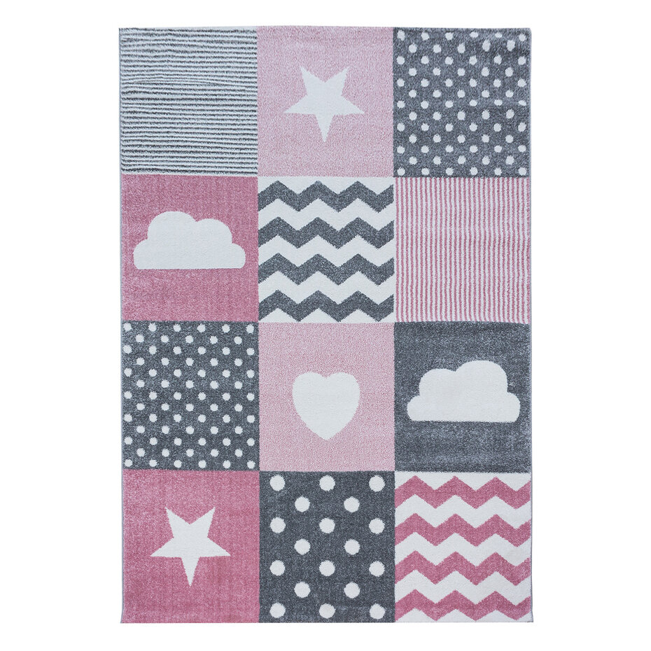 Kids Kinderkamer Hart En Ster Roze vloerkleed -