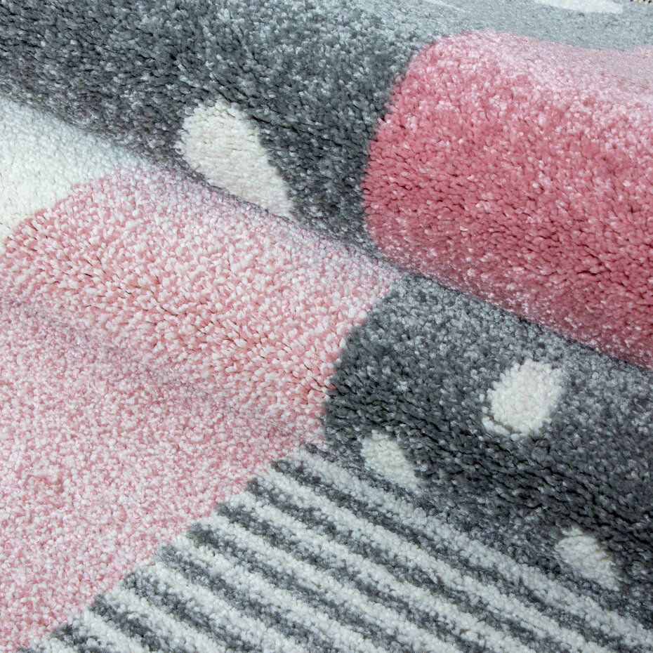 Kids Kinderkamer Hart En Ster Roze vloerkleed - Rond