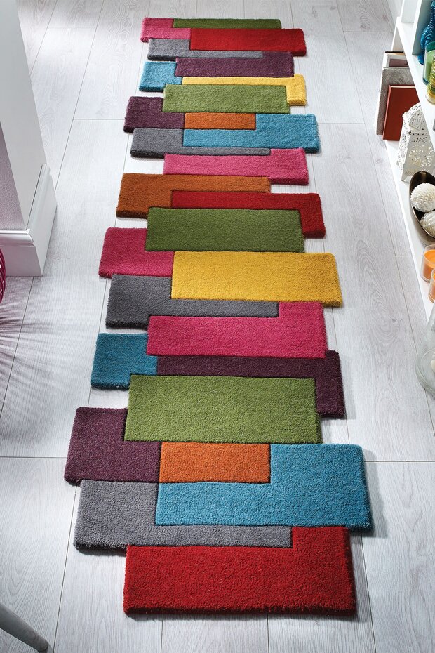 Loper Abstract Modern Stracto Collage - Organische Vorm - Multi 60X230 Cm Loper Abstract Modern Stracto Collage - Organische Vorm - Multi 60X230 Cm