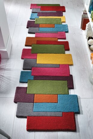 Loper Abstract Modern Stracto Collage - Organische Vorm - Multi 60X230 Cm