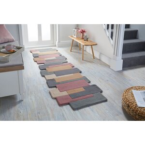 flycarpets LOPER ABSTRACT MODERN STRACTO COLLAGE - ORGANISCHE VORM - ROZE / BEIGE 60X230 CM