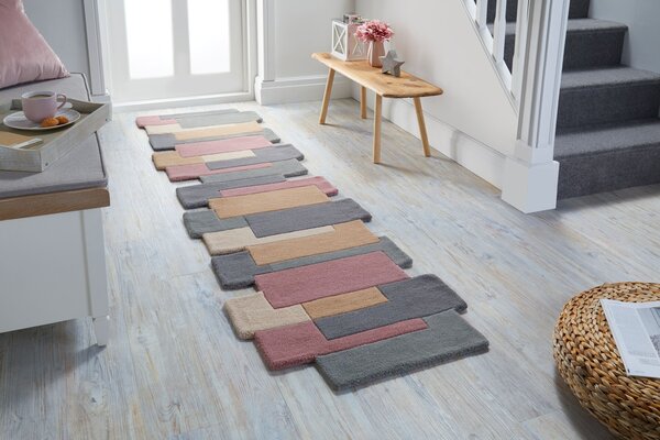 Loper Abstract Modern Stracto Collage - Organische Vorm - Roze / Beige 60X230 Cm
