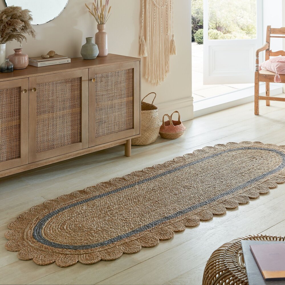 Loper - Grace Modern Jute Naturel / Grijs Loper - Grace Modern Jute Naturel / Grijs