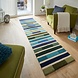 Loper - Piano Modern Laagpolig - 100% Wol - Driehoek - Groen / Blauw 60X230 Cm Loper - Piano Modern Laagpolig - 100% Wol - Driehoek - Groen / Blauw 60X230 Cm