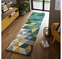 Loper - Prism Modern Laagpolig - 100% Wol - Driehoek - Groen / Multi 60X230 Cm